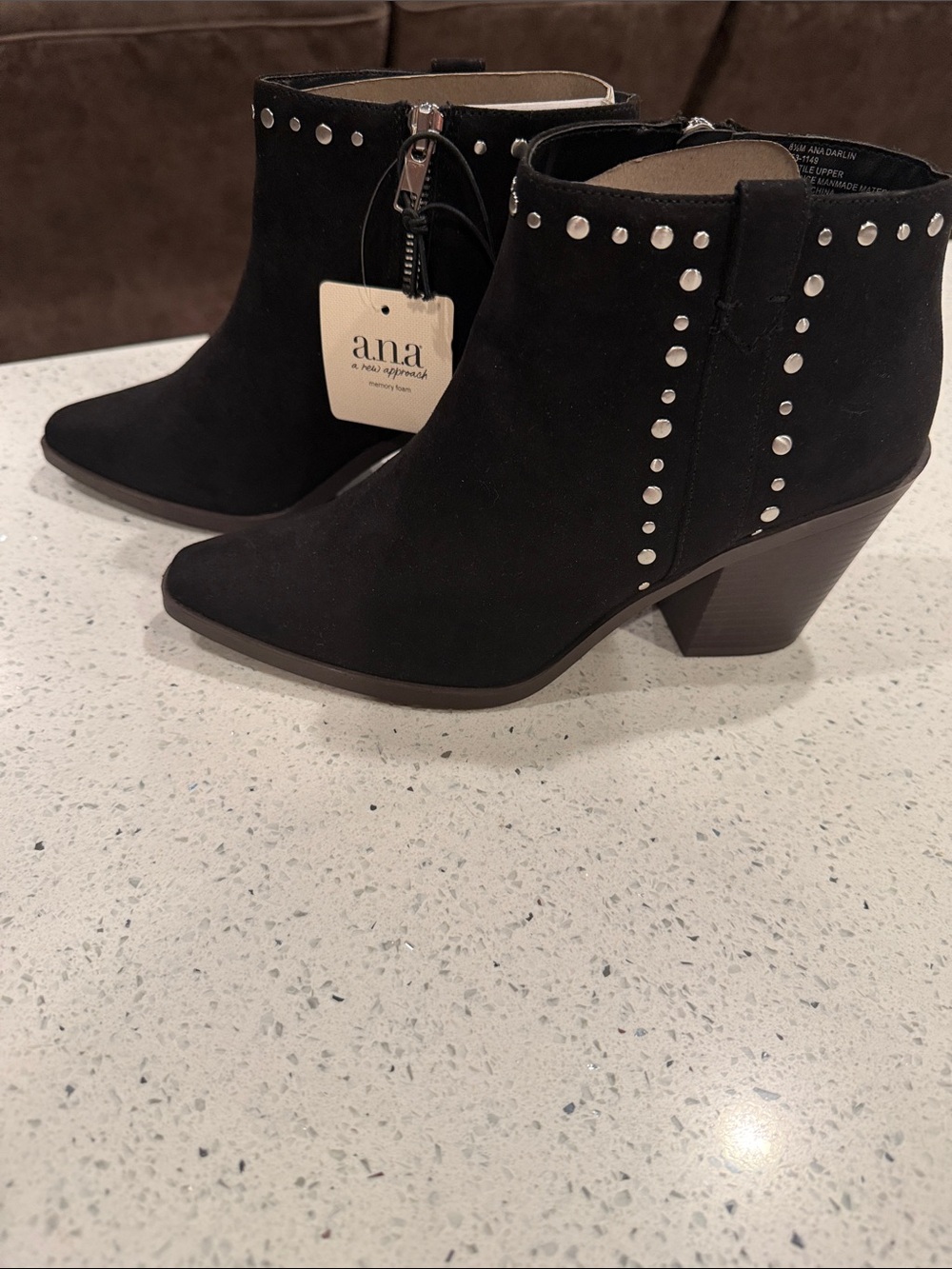 Ana Black Studded Darlin Ankle Booties - Women
